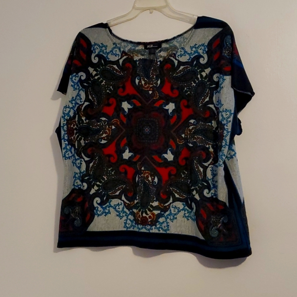 **3 For $15 EUC Knit, India Print Boxy Cut Top